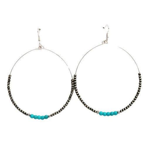 Navajo Pearl with Green Turquoise Dangle Hoops