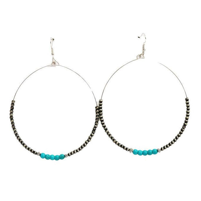 Navajo Pearl with Green Turquoise Dangle Hoops