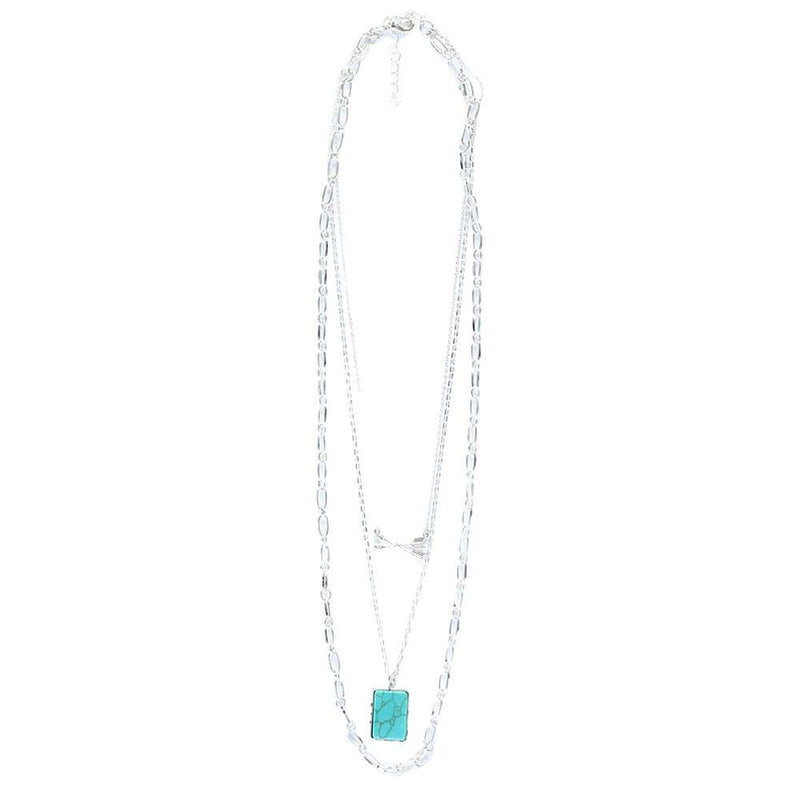 Silver Layered Chain with Arrows Necklace