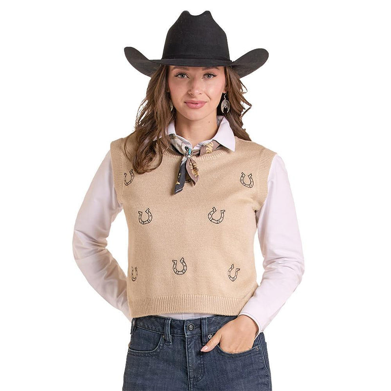 Women's Natural Horseshoe Sweater Vest