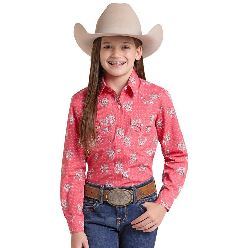 Girl's Red Polka Dot Cowboy Snap Shirt
