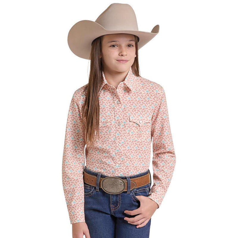 Girl's Peach Mini Horse Shirt