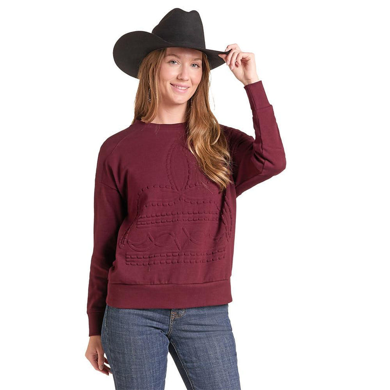Women's Wine Boot Stitch Sweater