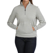 Women's White & Black Striped Pullover
