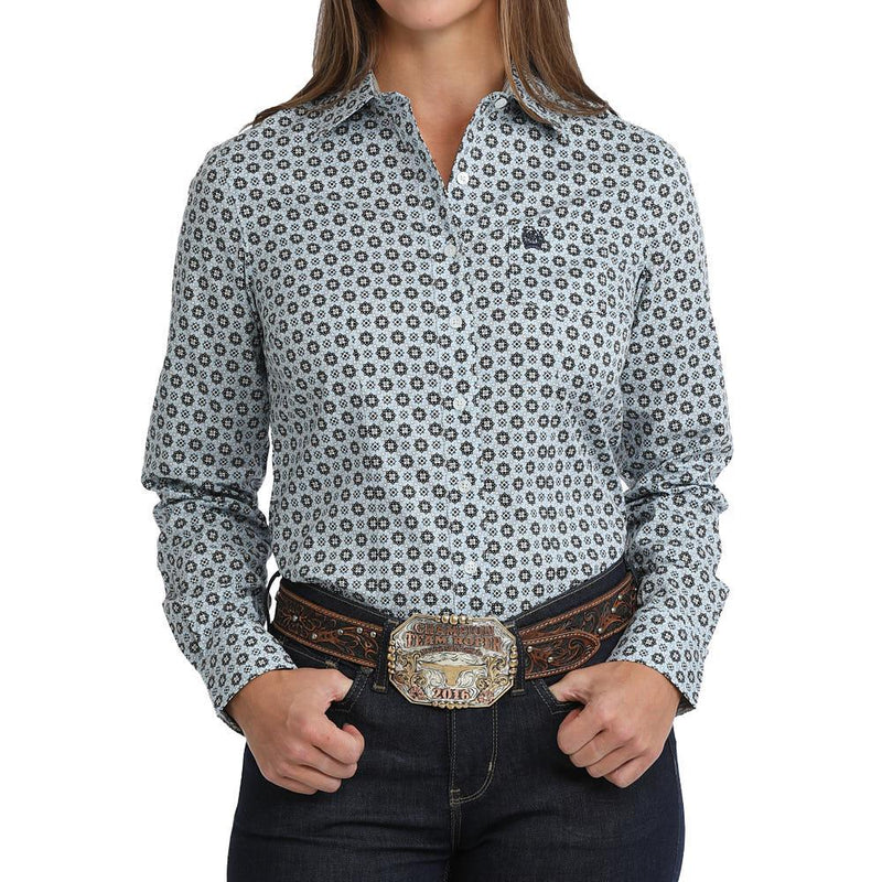 Women's Light Blue Printed Shirt