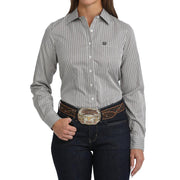 Women's Long Sleeve White Striped Shirt