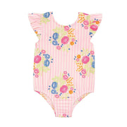 Girl's Floral Stripe One-Piece Swimsuit