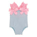 Girl's Blue Crinkle Check Swimsuit