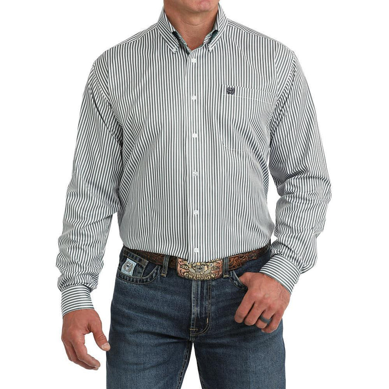 Men's Blue Striped Long Sleeve Shirt
