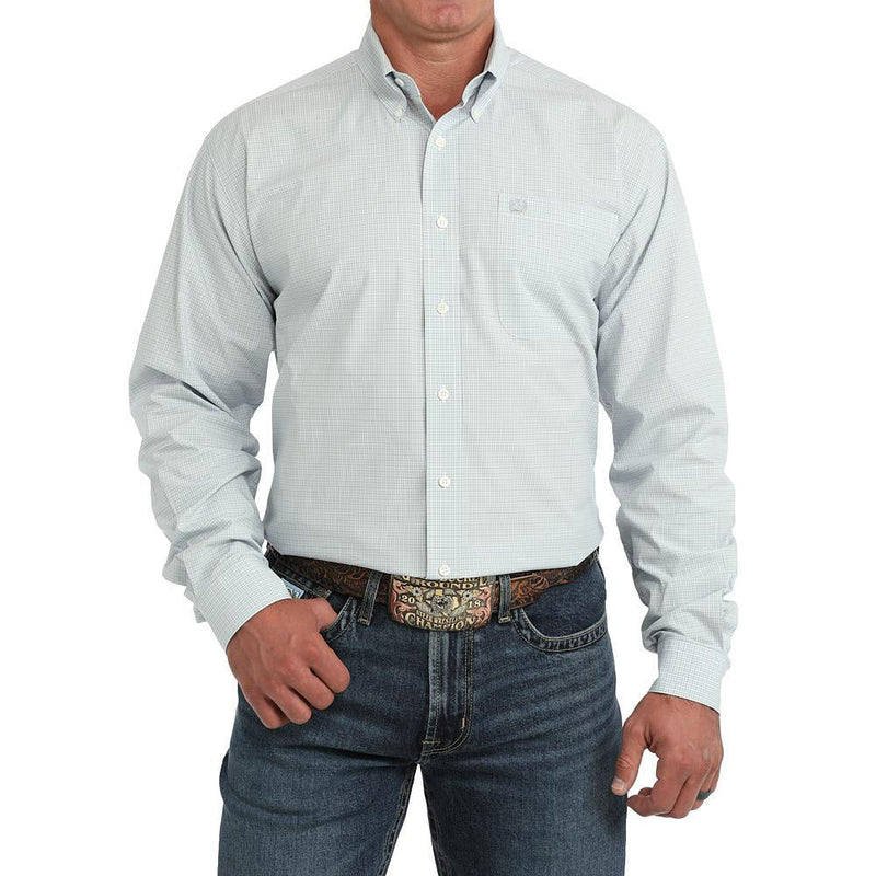 Men's Light Blue Plaid Shirt