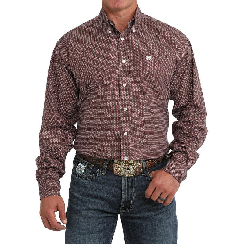 Men's Pink Print Stretch Shirt