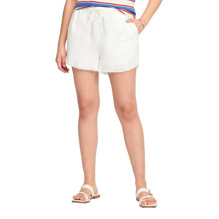 Women's White Mabel Frayed Drawstring Shorts