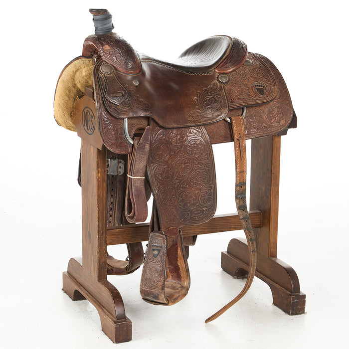 Used 15in 3/4 Breed Floral Tooled Team Roper