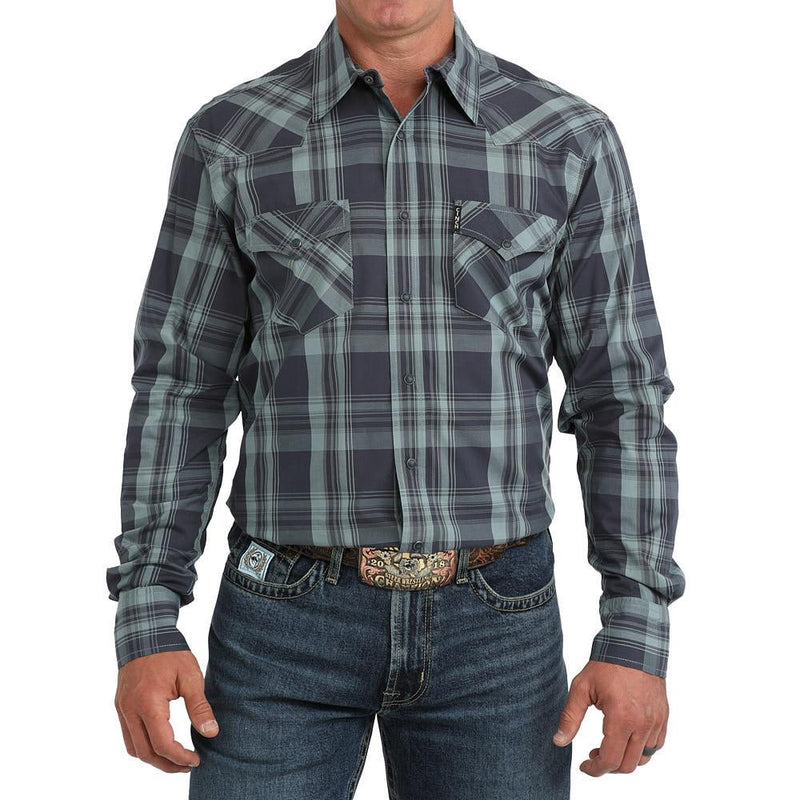 Men's Blue Plaid Modern Fit Shirt