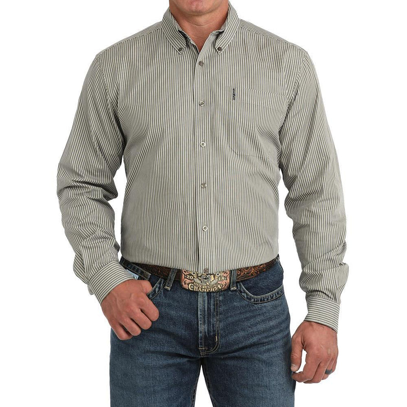 Men's Olive Stripe Modern Fit Shirt