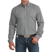 Men's Blue Print Modern Fit Long Sleeve Shirt