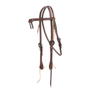 5/8in Indian Tan Oiled Floral Heel Buckle Knotted Browband Headstall