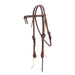 5/8in Indian Tan Oiled Floral Heel Buckle Knotted Browband Headstall