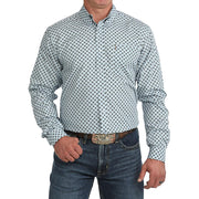 Men's Light Blue Print Modern Fit Shirt