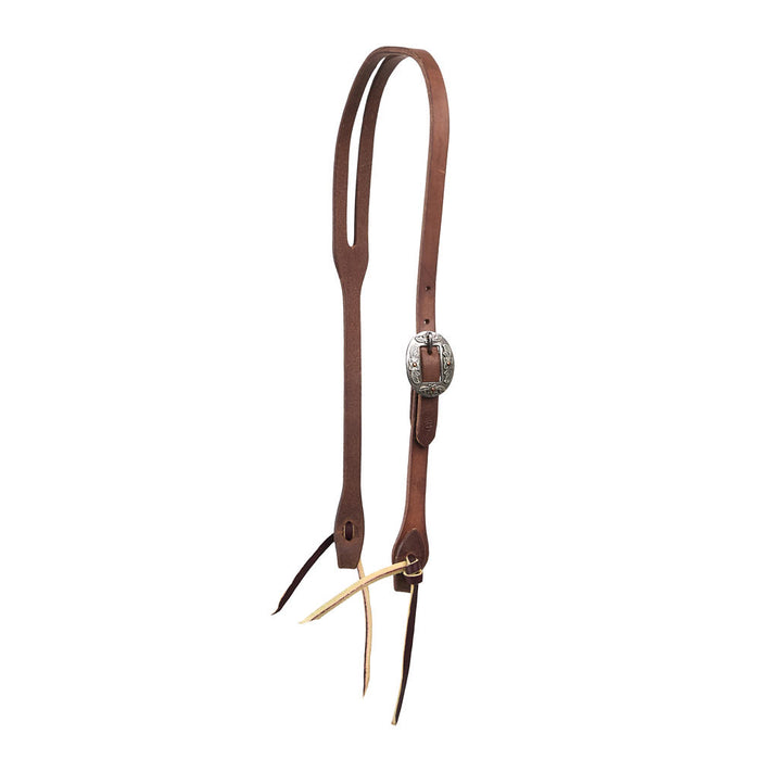 5/8in Indian Tan Oiled Floral Heel Buckle Slot Ear Headstall