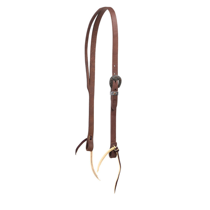 3/4in Indian Tan Oiled Floral Heel Buckle Slit Ear Headstall