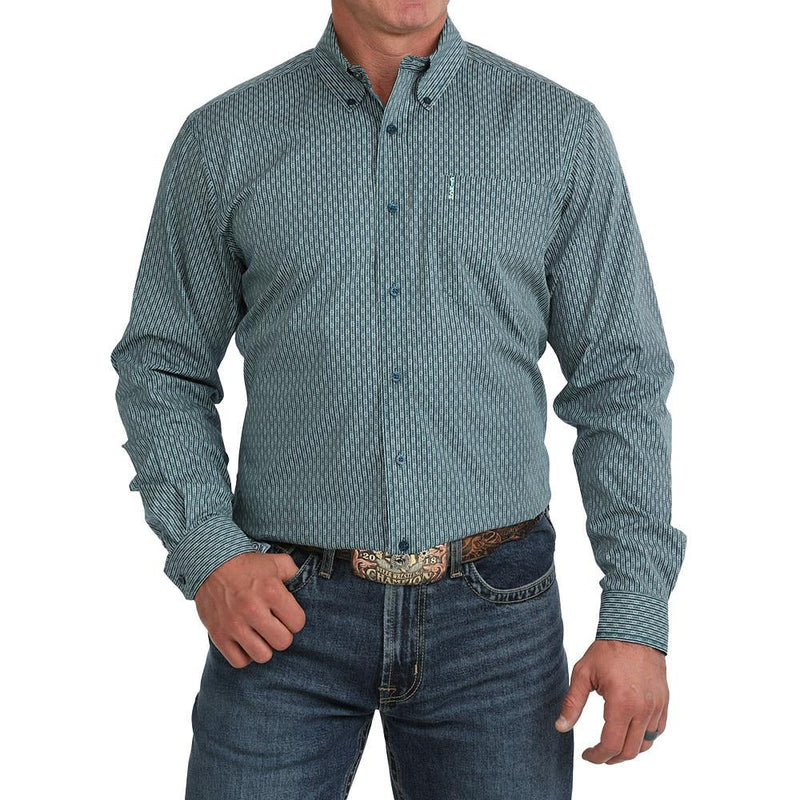 Men's Blue Printed Modern Shirt