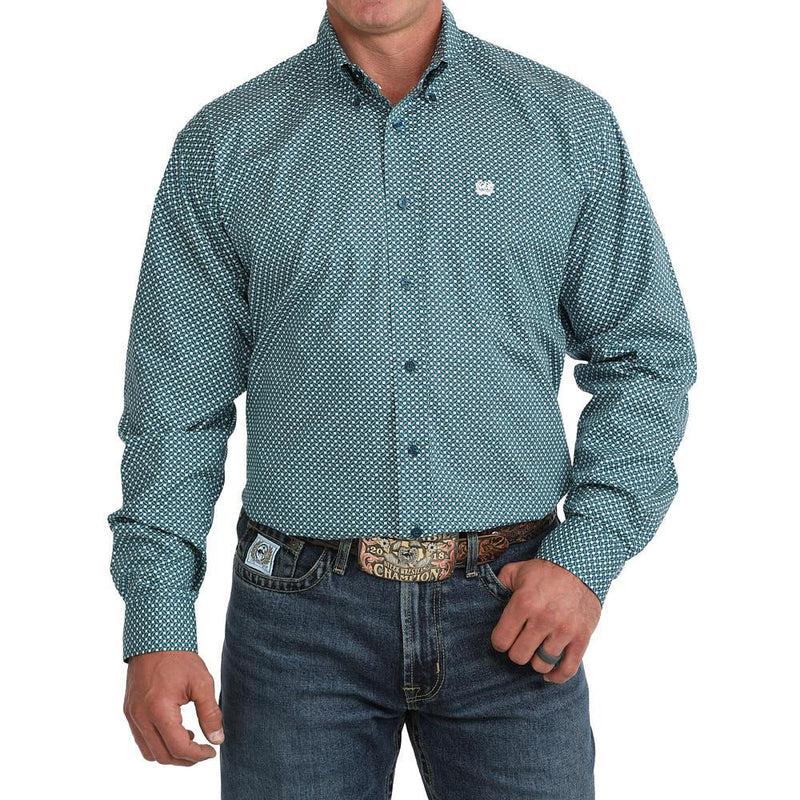 Men's Blue Print Stretch Shirt