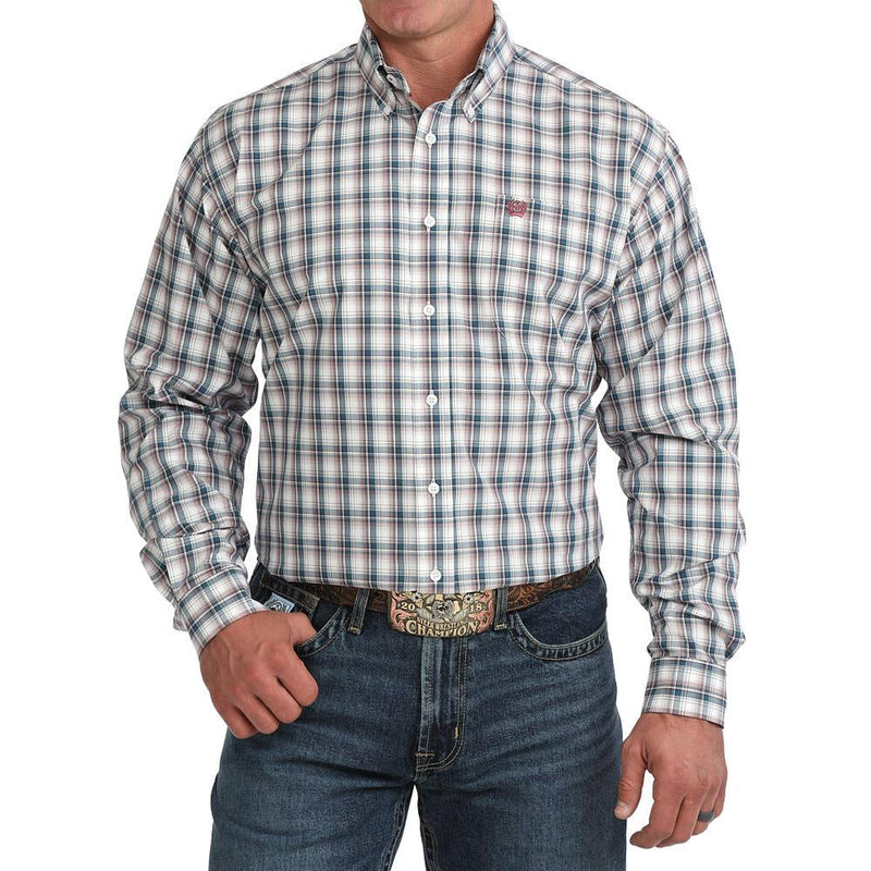 Men's White Plaid Shirt