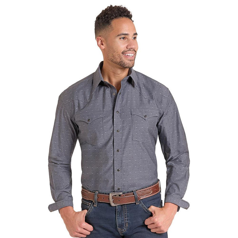 Men's Black Dobby Snap Shirt