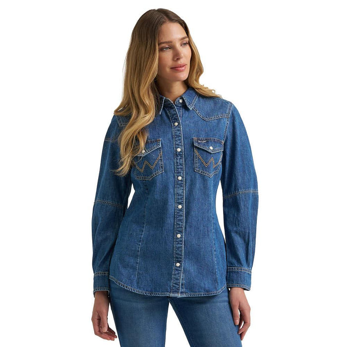 Women's Denim Long Sleeve Snap Shirt