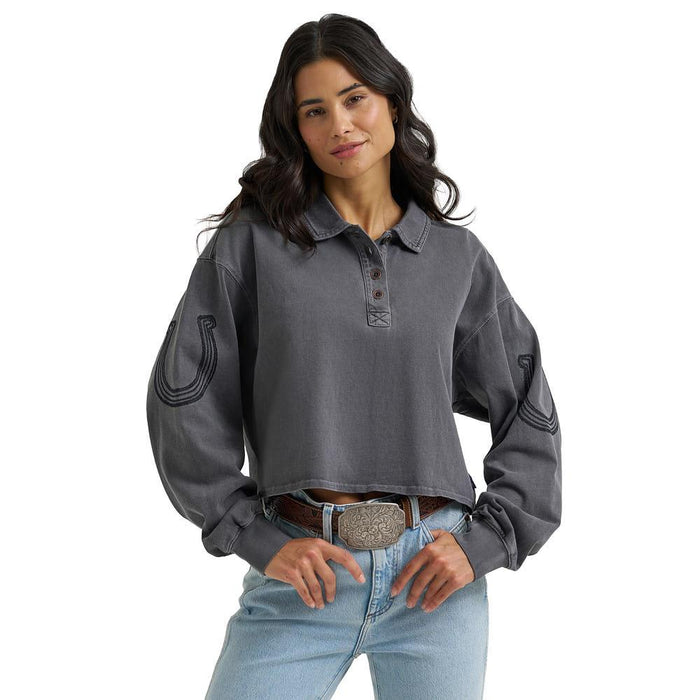 Women's Black Horseshoe Vintage Polo Shirt
