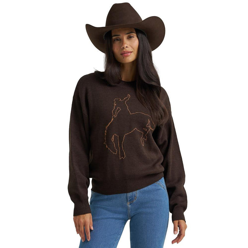 Women's Brown Bucking Horse Sweater
