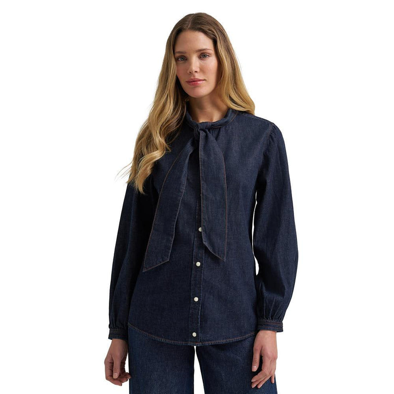 Women's Denim Bow Snap Shirt