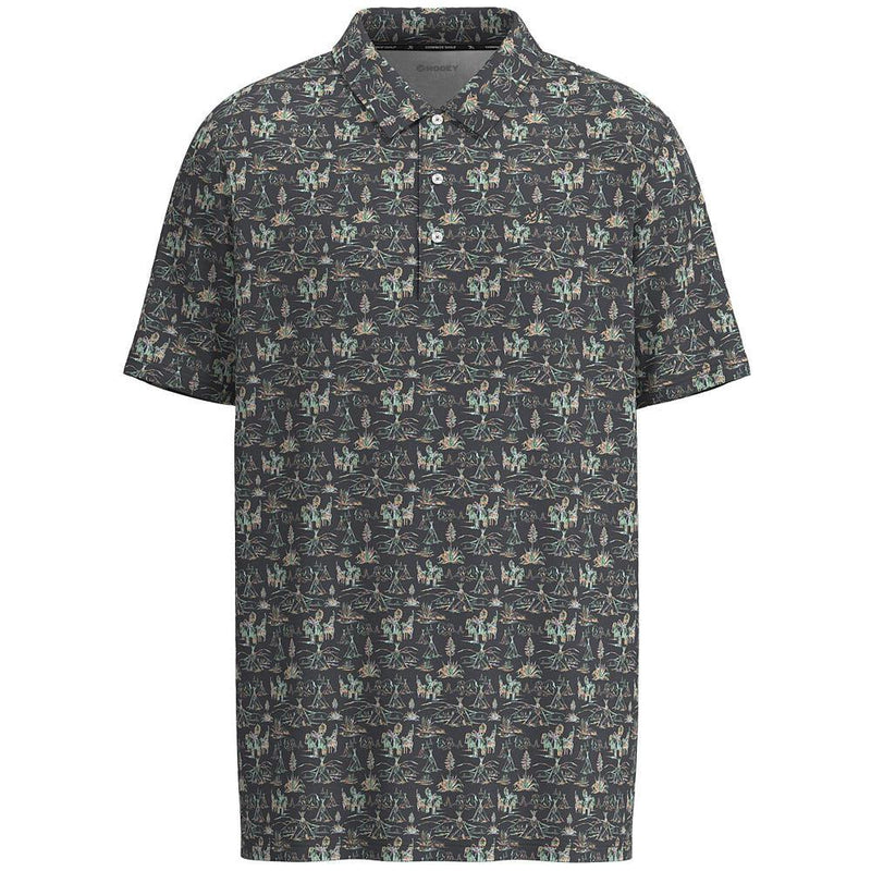 Men's Charcoal All Over Print Drive Polo