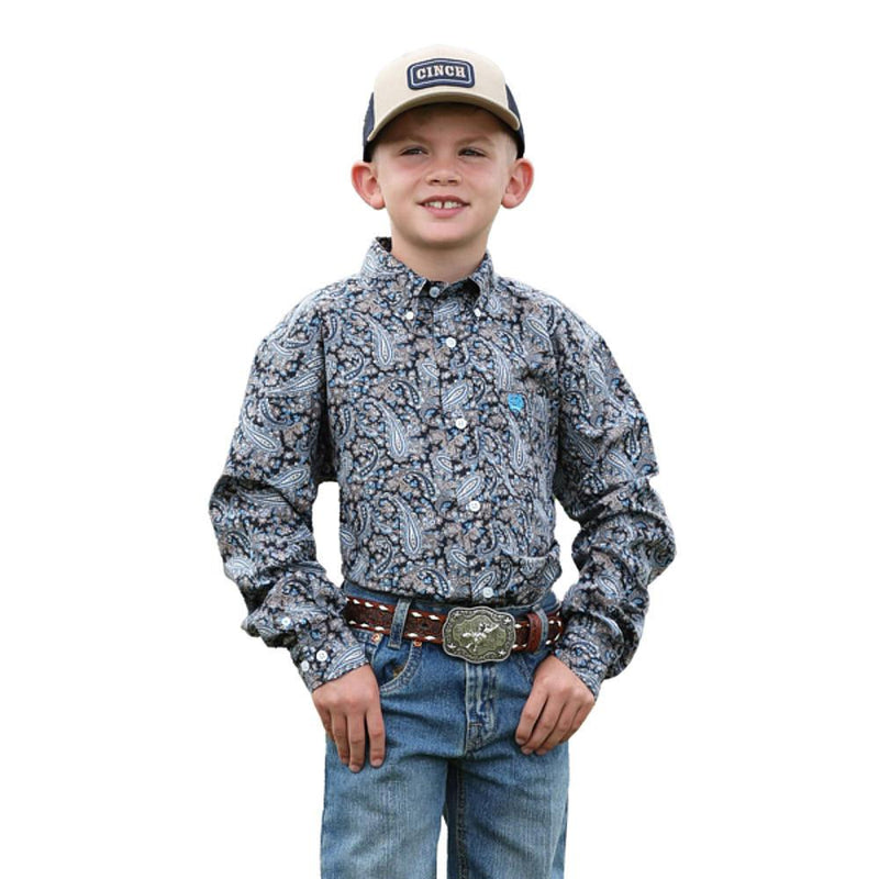Boy's Blue Paisley Printed Shirt