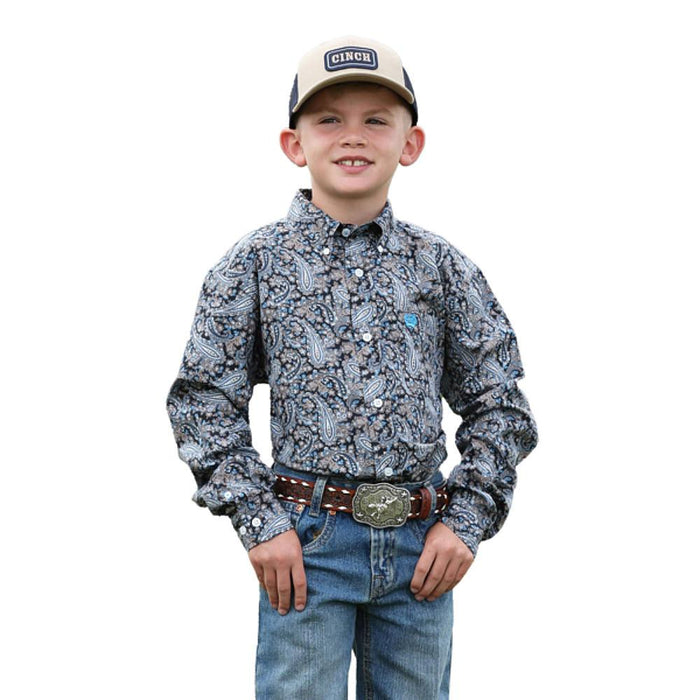 Boy's Blue Paisley Printed Shirt