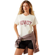 Women's Cream & Maroon Collegiate Howdy Tee Shirt