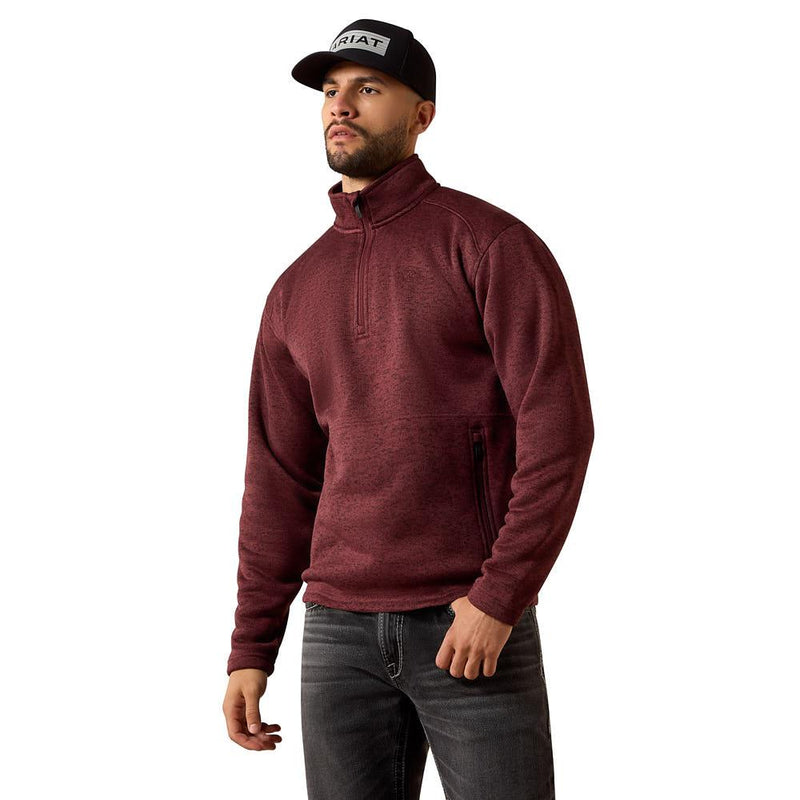 Men's Red Mahogany Caldwell 1/4 Zip Sweater