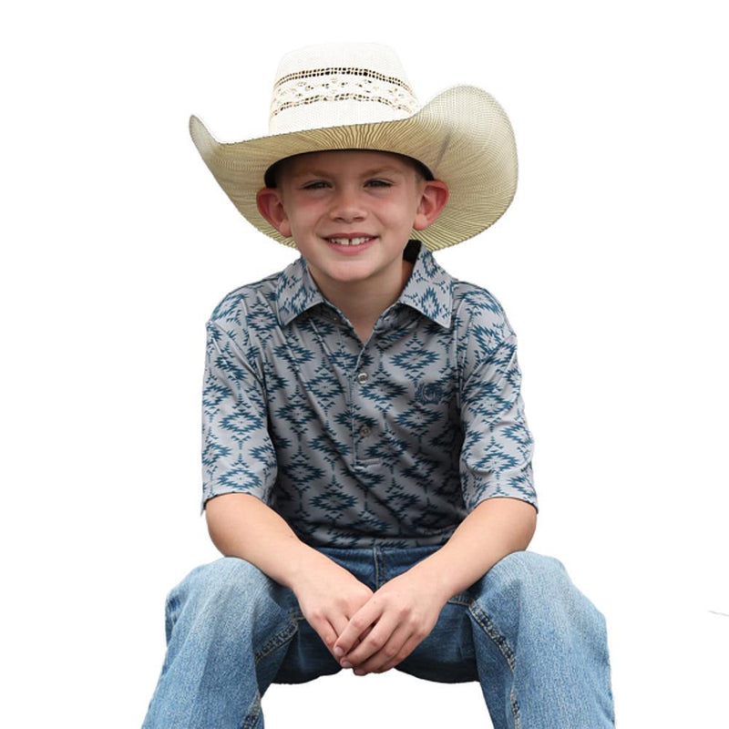 Boy's Grey Aztec Polo