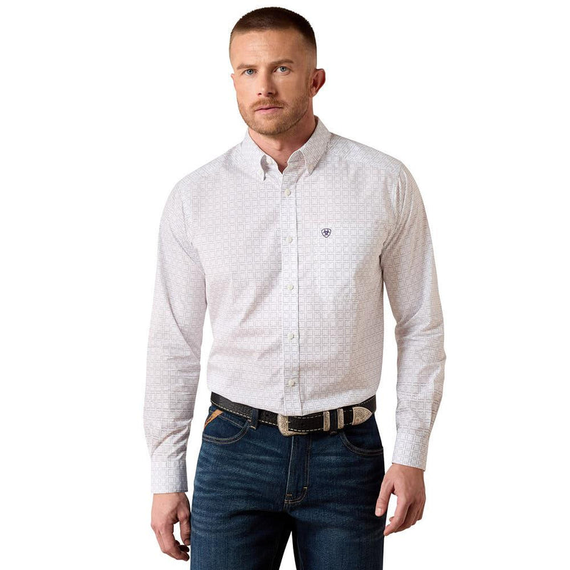 Men's White Geometric Print Pace Classic Shirt