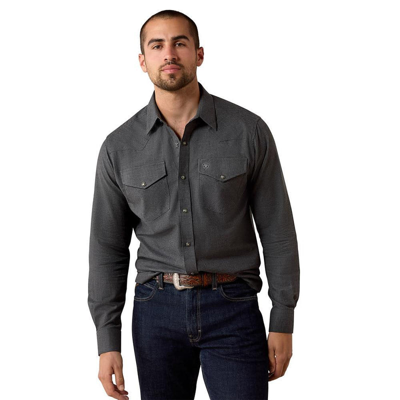 Men's Charcoal Solid Fitted Shirt