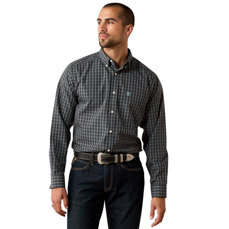 Men's Wrinkle Free Black Plaid Barbary Shirt