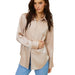 Women's Nude Satin Long Sleeve Blouse