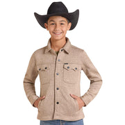 Boy's Tan Melange Fleece Jacket
