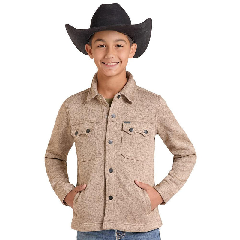 Boy's Tan Melange Fleece Jacket
