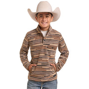 Boy's Taupe Stripe Fleece Pullover