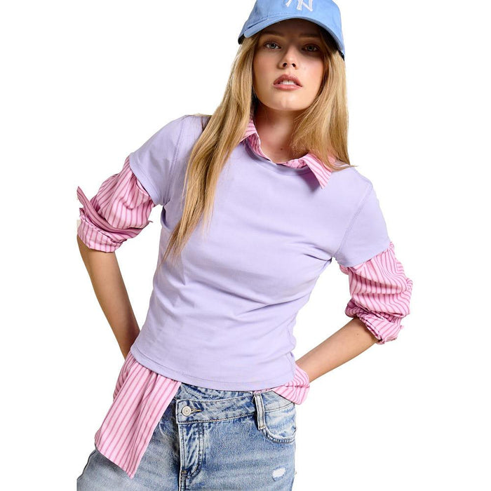 Women's Lavender Fitted Short Sleeve Tee Shirt