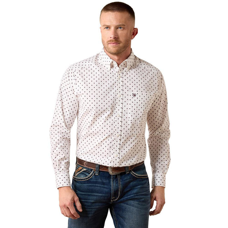Men's White Geometric Print Campbell Classic Shirt