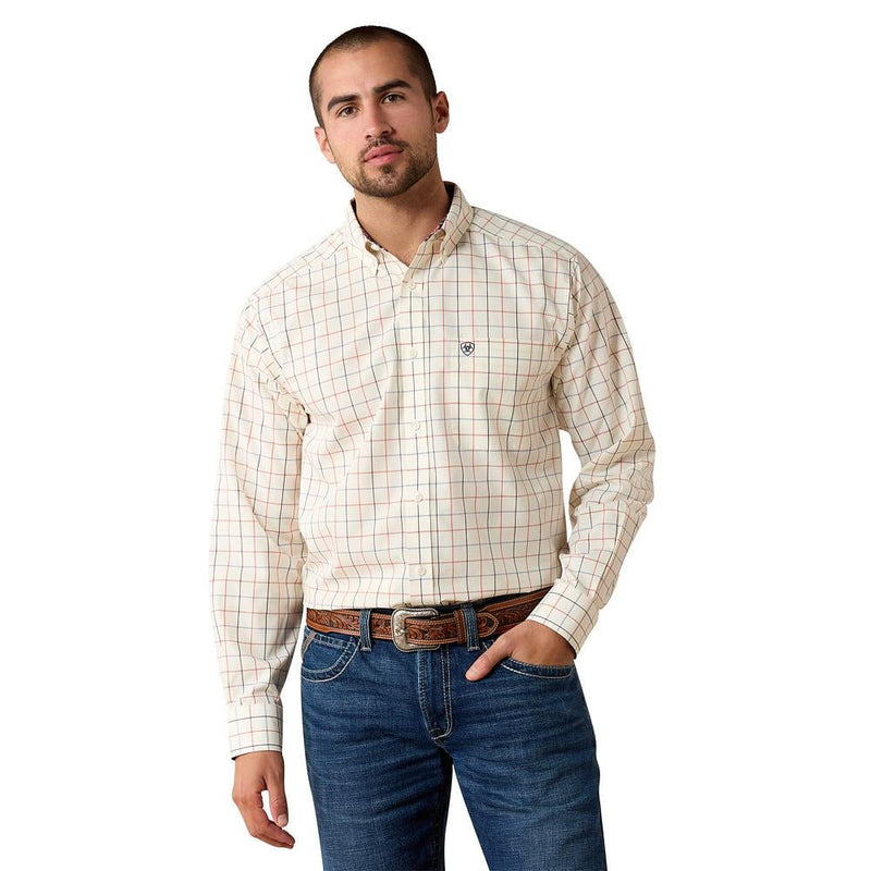 Men's Wrinkle Free Arctic Wolf West Window Pane Plaid Shirt