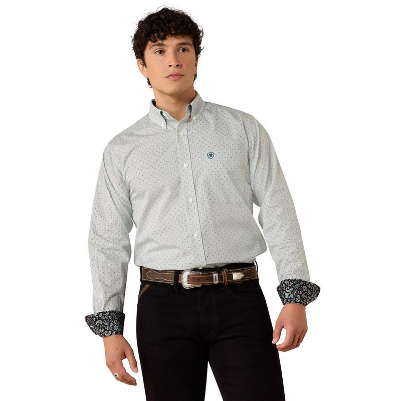 Men's Wrinkle Free Off White Dot Print Bryton Shirt